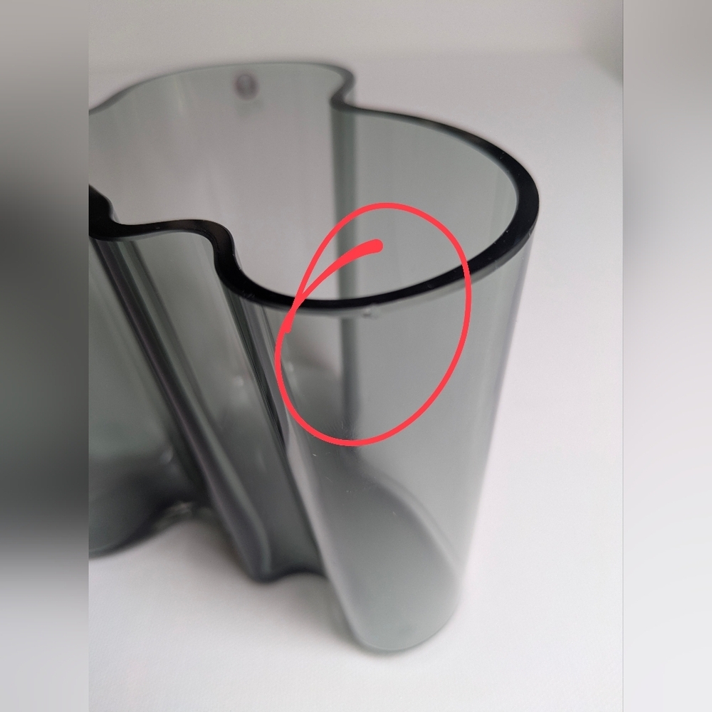 Vintage 2001 Savoy Vase Alvar Aalto 4.75"*6 120 mm Iittala, Finland, Smoke Gray - Picture 12 of 13
